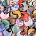 Mélange de pierres naturelles demi-lune de 30 mm comme le quartz rose et l'oeil de tigre - Couleurs Mélangées Aléatoires