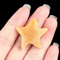 Natural yellow agate hand-carved starfish bead with a cute smiley face and starry shape - Topaz