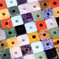 Polierte 16mm quadratische Edelsteinperlen wie Amethyst und Tigerauge für DIY Schmuck - Zufällige Farbe (Einzelstück)