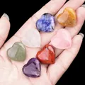 Set de piedras naturales en forma de corazón y gemas de colores pulidas en la mano - Estilo de Piedras Naturales Multicolores en Forma de Corazón (2069-4)