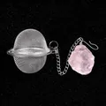 Infusore per tè in acciaio inox con pendente in cristallo di quarzo rosa - Quarzo rosa