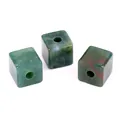 Quadratische grüne Achatperlen mit 5mm großem Loch für DIY Schmuckherstellung - Indischer Achat (Einzelstück)