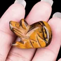 Miniature hand-carved tiger eye stone mouse figurine with natural golden silk luster - Tiger's Eye