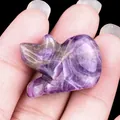 Mini natural purple amethyst pig animal carving crystal ornament handheld view - Amethyst