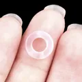 Pink translucent natural agate stone hollow circle bead for DIY jewelry making - 10mm / Agate