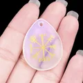 Colgante de amatista en forma de gota con símbolo de brújula vikinga Vegvisir dorada - Opalo (Sintético)