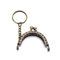 Fermoir porte-monnaie 5cm en bronze antique avec anneau porte-clés et perles - (44*53,5 mm/Diamètre intérieur 22 mm) 1 pièce / Bronze Antique