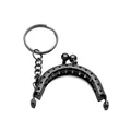 Fermoir clic-clac demi-lune noir brillant avec porte-clés pour porte-monnaie artisanal - (44*53,5 mm/Diamètre intérieur 22 mm) 1 pièce / Noir Fusil