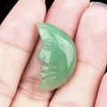 Handheld green natural aventurine stone moon face carving for DIY jewelry crafts - Green Aventurine