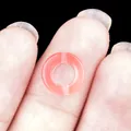 Pink translucent ring bead with glitter for DIY jewelry making held by fingers - 10mm / Watermelon Red (Synthetic)