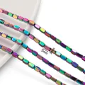 Rainbow plated hematite faceted beads 5mm x 3mm for DIY jewelry making - 1 Strand (Approx. 82 Beads) / Green Blue Purple