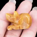 Statuetta a forma di topo in citrino giallo intagliato con trama traslucida decor - Giada Gialla