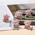 Detailed view of pink flocked bear charms with dimensions and sky blue ribbon bows - Bear / Brown Bear