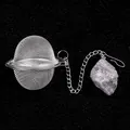 Infusore per tè in acciaio inox con ciondolo in ametista grezza sulla catena - Labradorite