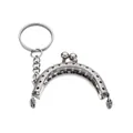 Fermoir demi-lune argenté avec porte-clés pour la confection de porte-monnaie - (44*53,5 mm/Diamètre intérieur 22 mm) 1 pièce / Argent