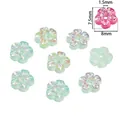 Green and purple 8mm acrylic flower beads with colorful UV coating for DIY jewelry - 8mm Flower Style / 20 Pieces Set / Green