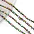 5x3mm rectangle hematite beads with iridescent rainbow metallic finish for jewelry DIY - 1 Strand (Approx. 82 Beads) / Green Yellow Purple