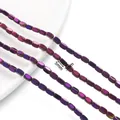Purple iridescent oval faceted hematite beads with metallic finish for DIY jewelry - 1 Strand (Approx. 82 Beads) / Purple