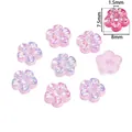 Pink iridescent 8mm acrylic flower bead with 1.5mm hole for DIY jewelry making - 8mm Flower Style / 20 Pieces Set / Pink