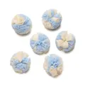 Lot de six boules de fleurs en tulle bleu et crème pour accessoires de cheveux DIY - Style Patchwork Bicolore / Ensemble de 20 Pièces / Bleu et Jaune