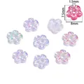8mm UV coated acrylic flower spacer beads in vibrant pink and iridescent white finish - 8mm Flower Style / 20 Pieces Set / White