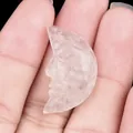 Carved natural white crystal moon face stone for DIY aromatherapy and jewelry making - White Crystal