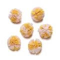 Accessoires de cheveux pompon en dentelle de maille plissée bicolore jaune et rose - Style Patchwork Bicolore / Ensemble de 20 Pièces / Rose Orangé