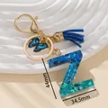 Dettaglio del portachiavi con lettera Z in resina blu e dimensioni di 44mm x 34.5mm - Blu Z