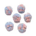 Pompons en tulle de dentelle bicolore rose et bleu clair pour accessoires de cheveux - Style Patchwork Bicolore / Ensemble de 20 Pièces / Bleu Tiffany