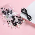 Set di perline colorate per fai-da-te con ciondolo a farfalla e cordino elastico - Serie Nera