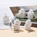 White flocked bear charm with pink bow, cute DIY pendant for keychains or bags, 33mm height - Chef Bear