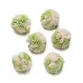 Set de pompones bicolor de encaje de malla verde y beige para accesorios DIY - Estilo de Retazos Bicolor / Juego de 20 Piezas / Amarillo y Verde