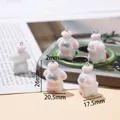 Cute white flocked cartoon puppy charm for DIY keychains and bag accessories - Dog with Hat and Glasses