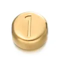7mm gold vacuum-plated stainless steel round bead with number one for DIY jewelry - Number 1 / 1 Piece / Gold