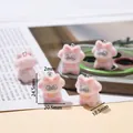 Pink flocked fox charm 24.5x20.5mm for DIY keychains and bag accessories with 2mm ring - Pink Dog with Bow