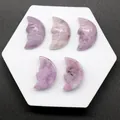 Set of five carved natural purple quartz stones in crescent moon face shape for DIY - Lilac Stone