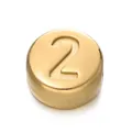 7mm gold vacuum-plated stainless steel bead featuring number 2 for DIY jewelry - Number 2 / 1 Piece / Gold
