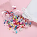 Kit perline fai-da-te colorate con perline in vetro acrilico e filo elastico rosa - Multicolore