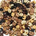 Polished alphabet and number resin beads in earth tones for DIY phone case making - (Approx. 8-14mm) 10 Pcs Approx. 7.5g / Coffee Tones