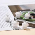 White flocked puppy dog charm with pastel hat, DIY keychain accessory, 20mm height - White Dog with Pink Blue Hat