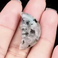 Face carved natural moon stone in K2 granite jasper with grey and blue mineral spots - Tianshan Blue