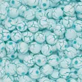Runde hellblaue Acrylperlen mit Craquelé-Effekt und Bohrung für DIY-Schmuckherstellung - 8mm (1.7mm Loch) - 50 Stück/Packung / Blau