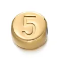 Golden 7mm stainless steel number 5 bead for DIY jewelry making necklaces and bracelets - Number 5 / 1 Piece / Gold