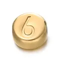 7mm gold-plated stainless steel round number 6 bead for DIY bracelet necklace jewelry - Number 6 / 1 Piece / Gold