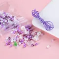Kit di perle in acrilico per bracciali fai-da-te con cordino viola e ciondoli misti - Serie Viola
