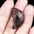 Handcrafted red and black natural agate stone carved man in the moon face pendant - Rhodonite