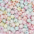 Macaron-farbene Acrylperlen mit Craquelé-Effekt für DIY-Armbänder und Schmuckherstellung - 8mm (1.7mm Loch) - 50 Stück/Packung / Zufällig Gemischt