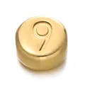 7mm gold vacuum plated stainless steel bead featuring number 9 for DIY jewelry making - Number 9 / 1 Piece / Gold