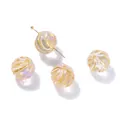 Iridescent amber glass watermelon beads with spiral twist design for DIY jewelry - 5 Pieces (12.5x12.5mm) / Imported Colorful