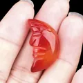 Red agate moon face carving 25mm for DIY crafts and jewelry with natural stone finish - Red Agate